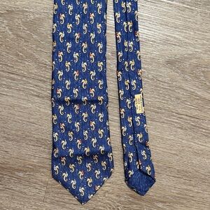 Hermes silk Navy Seahorse Jockey Tie
